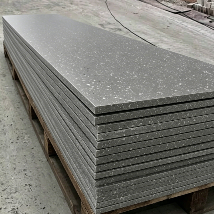 MM862 Non-Porous Stain-Resistant Grey Terrazzo Acrylic Solid Surface Sheet for Seamless Countertop Installation